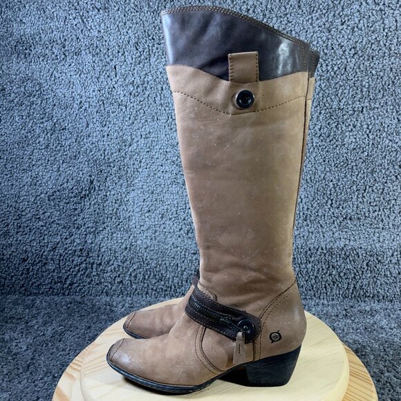 Born Shoes - Born Riding Boots Nenna Womens Sz 6.5 Leather Brown Harness Knee High Equestrian